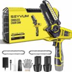 SEYVUM Mini Chainsaw with 2 Batteries 2 Chains