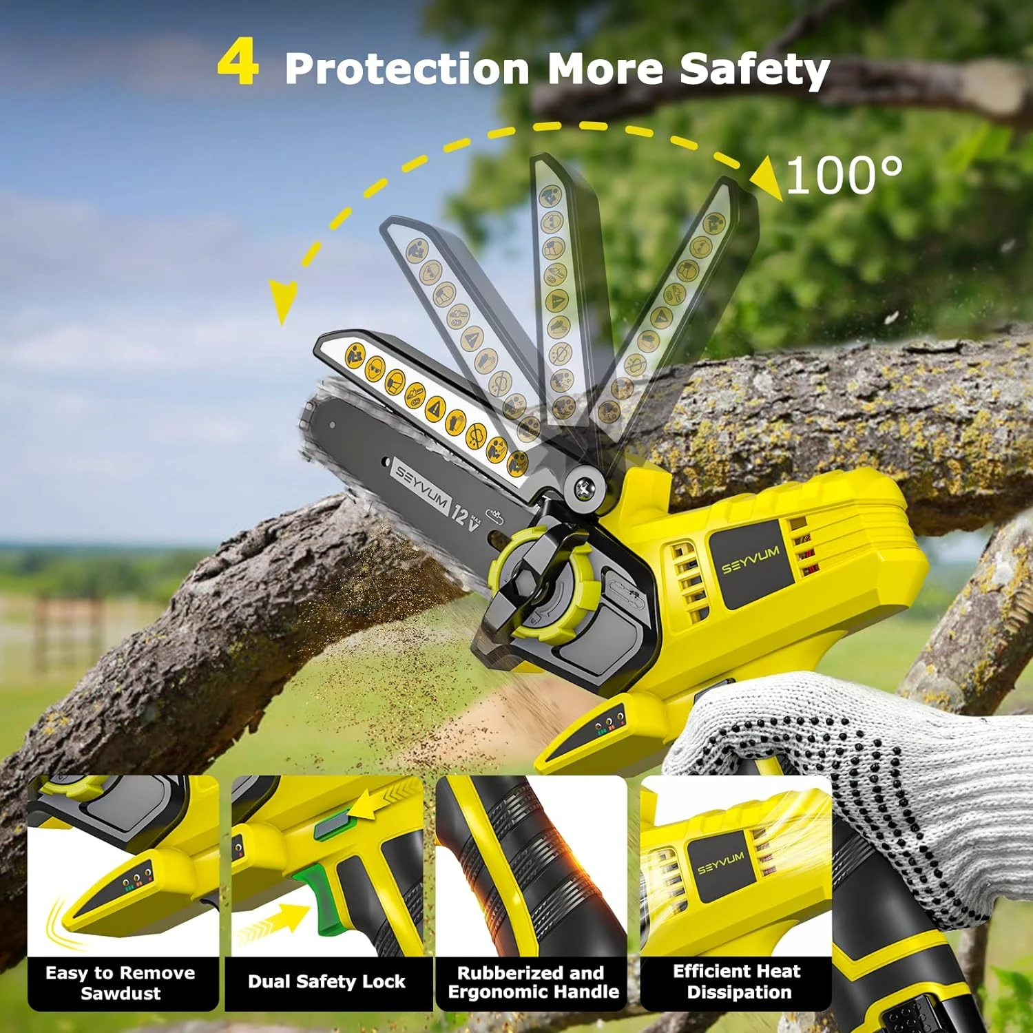 SEYVUM Mini Chainsaw with 2 Batteries 2 Chains - Image 2