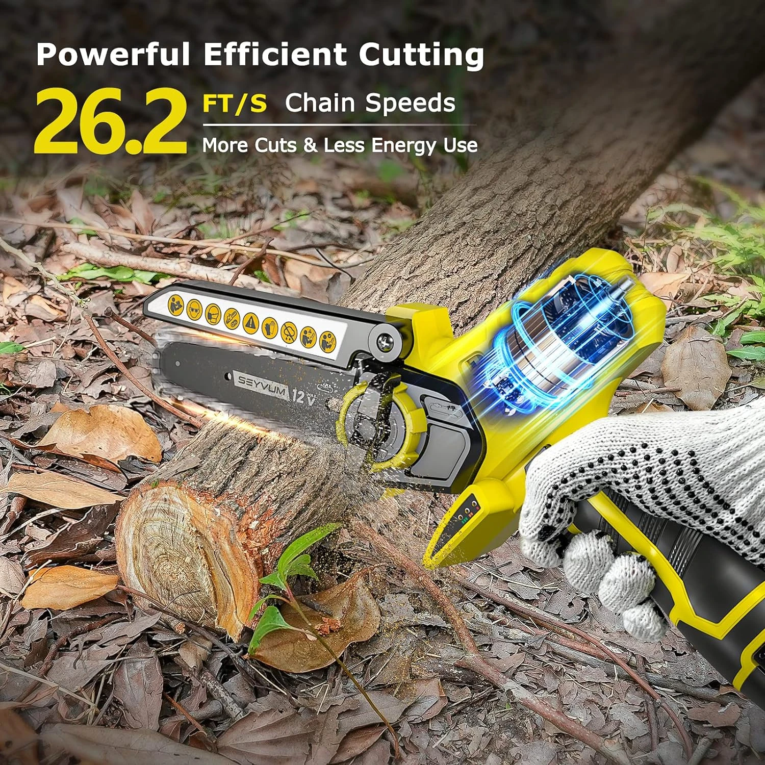 SEYVUM Mini Chainsaw with 2 Batteries 2 Chains - Image 3