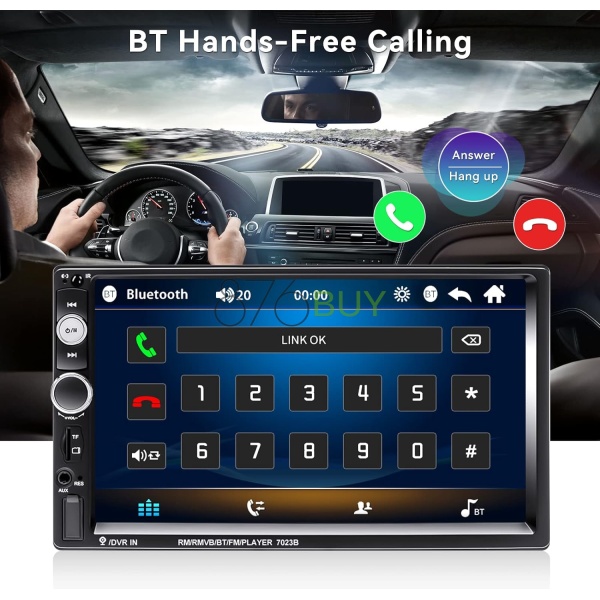 CAMECHO 7" Double Din Car Stereo Audio Bluetooth + 4 LED Mini Backup Camera - Image 9