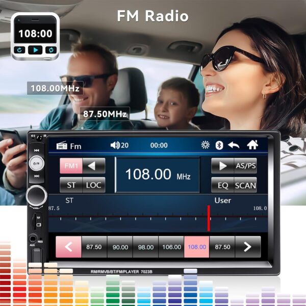 CAMECHO 7" Double Din Car Stereo Audio Bluetooth + 4 LED Mini Backup Camera - Image 8
