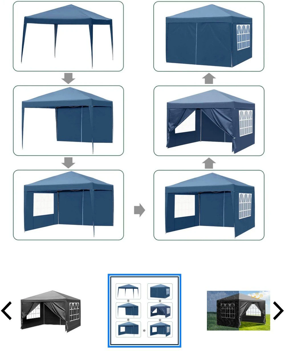 10' x 10' Pop Up Canopy Tent with 4 Removable Sidewalls - Image 5