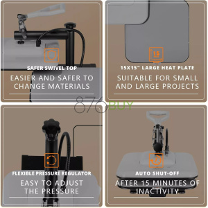 HTVRONT Heat Press Machine for T Shirts - 15x15 Swing Away Shirt Press Machine