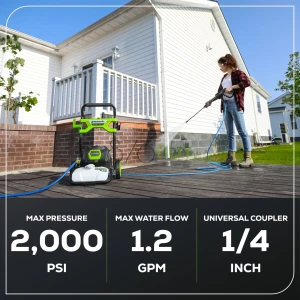 Greenwork 2000 PSI 1.2 GPM Cold Water Electric Pressure Washer