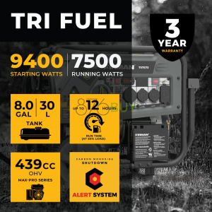 Firman 7500W Running / 9400W Peak Tri Fuel Generator