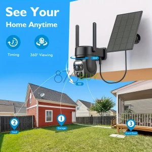 Hawkray 360-degree Solar 2k Wifi Camera With Spotlight Alarm