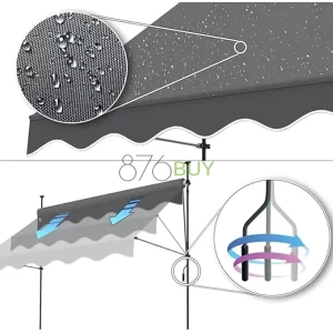 Blue and White Striped Sun shade awning - 10 ft wide by 4 ft long