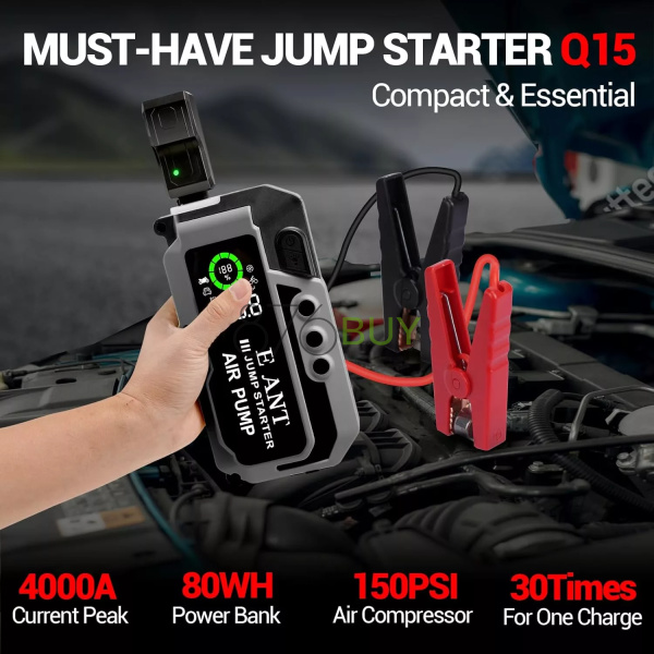 E-Ant Car Jump Starter with Air Compressor - Image 6