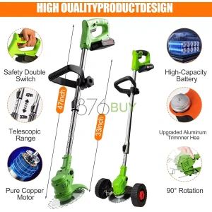 ZJS 21V Cordless Weed Wacker and Lawn Edger with 3 Types of Blades