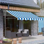 Blue and White Striped Sun shade awning - 10 ft wide by 4 ft long