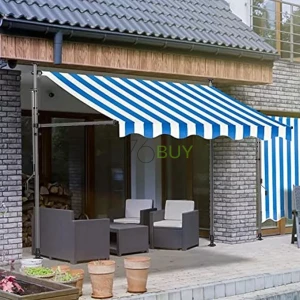 Blue and White Striped Sun shade awning - 10 ft wide by 4 ft long