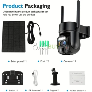 Hawkray 360-degree Solar 2k Wifi Camera With Spotlight Alarm