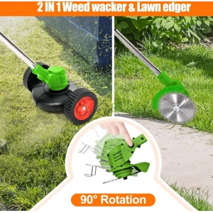 ZJS 21V Cordless Weed Wacker and Lawn Edger with 3 Types of Blades