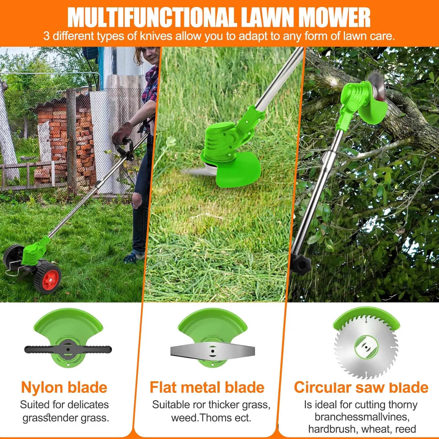 ZJS 21V Cordless Weed Wacker and Lawn Edger with 3 Types of Blades - Image 5