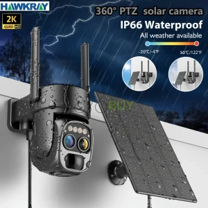 Hawkray 360-degree Solar 2k Wifi Camera With Spotlight Alarm
