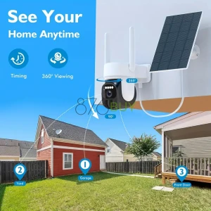 AntCctv 3MP 2.5K Pan Tilt 360° Solar-Powered Outdoor Security Camera
