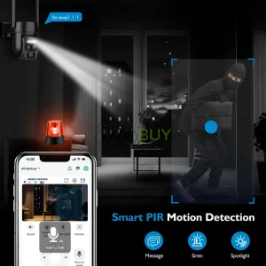 Hawkray 360-degree Solar 2k Wifi Camera With Spotlight Alarm