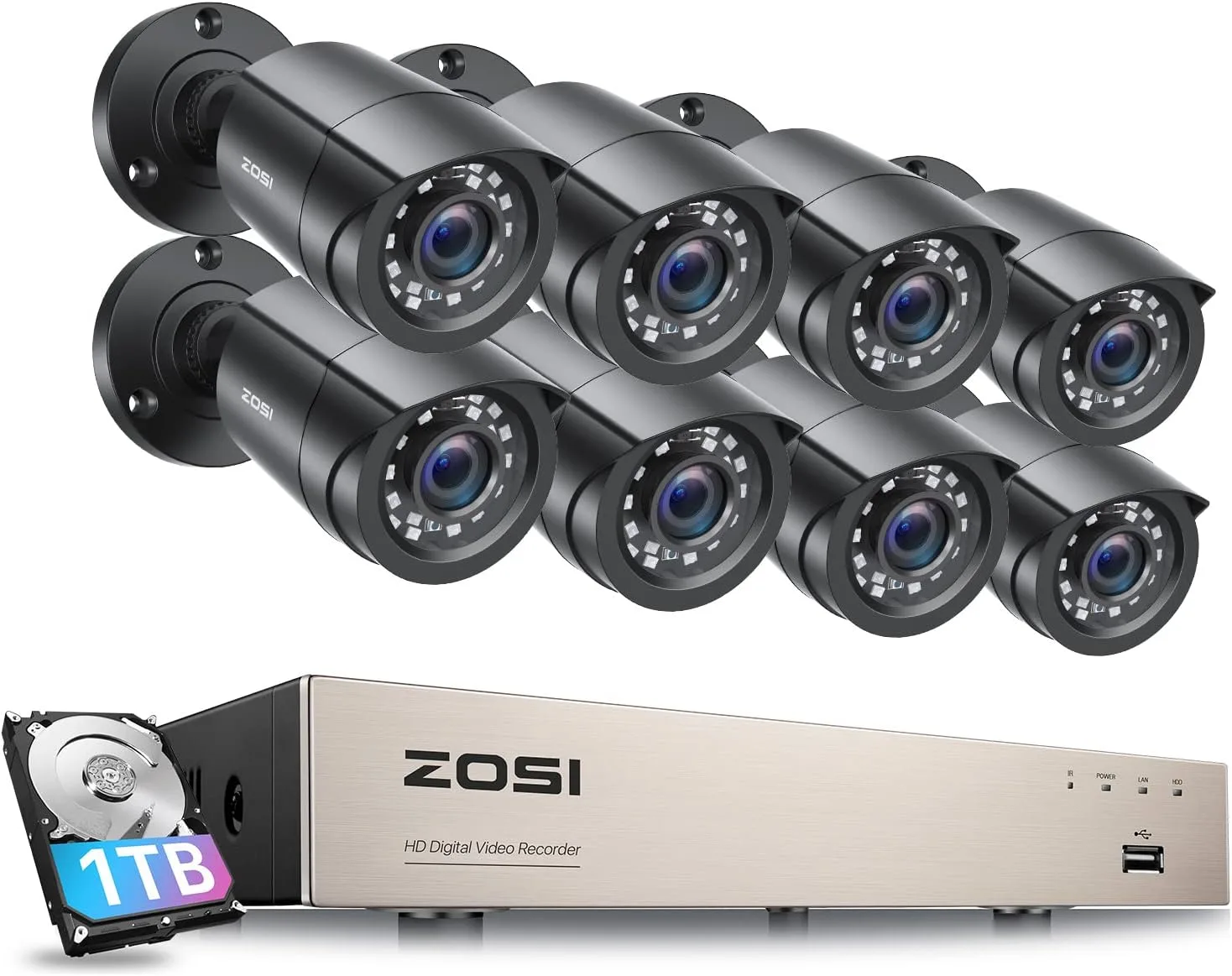 ZOSI 3K Lite 8CH Security Camera System Outdoor with 1TB Hard Drive