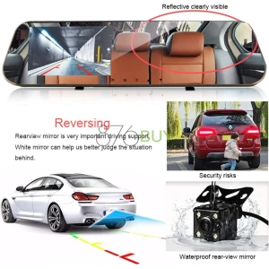 Rearview Mirror Dash Cam Dual Lens HD 1080P