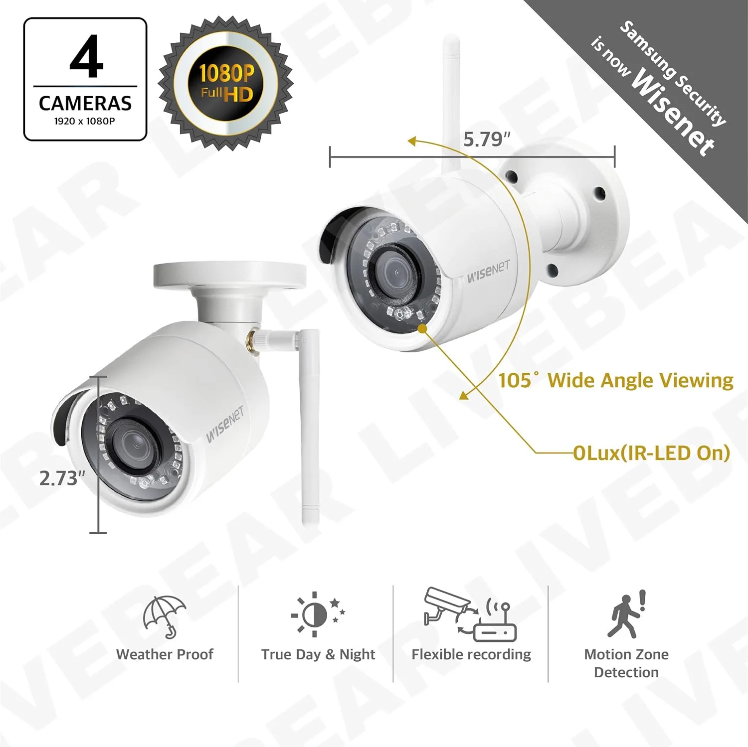 Samsung Wisenet 1TB HD with 4 Bullet Cameras - Image 3