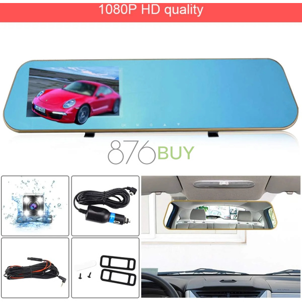 Rearview Mirror Dash Cam Dual Lens HD 1080P - Image 3
