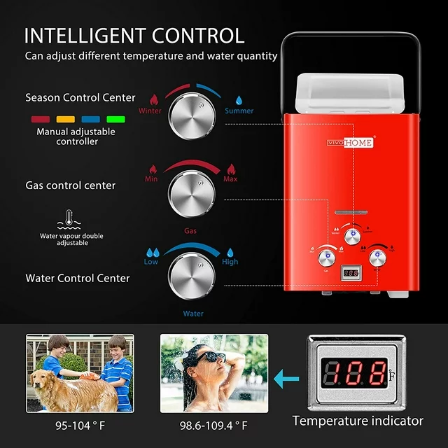 VIVOHOME Portable Propane Tankless Water Heater - Image 3