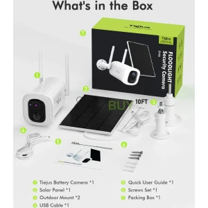 TIEJUS 2K Floodlight Solar Wireless Outdoor Security Camera