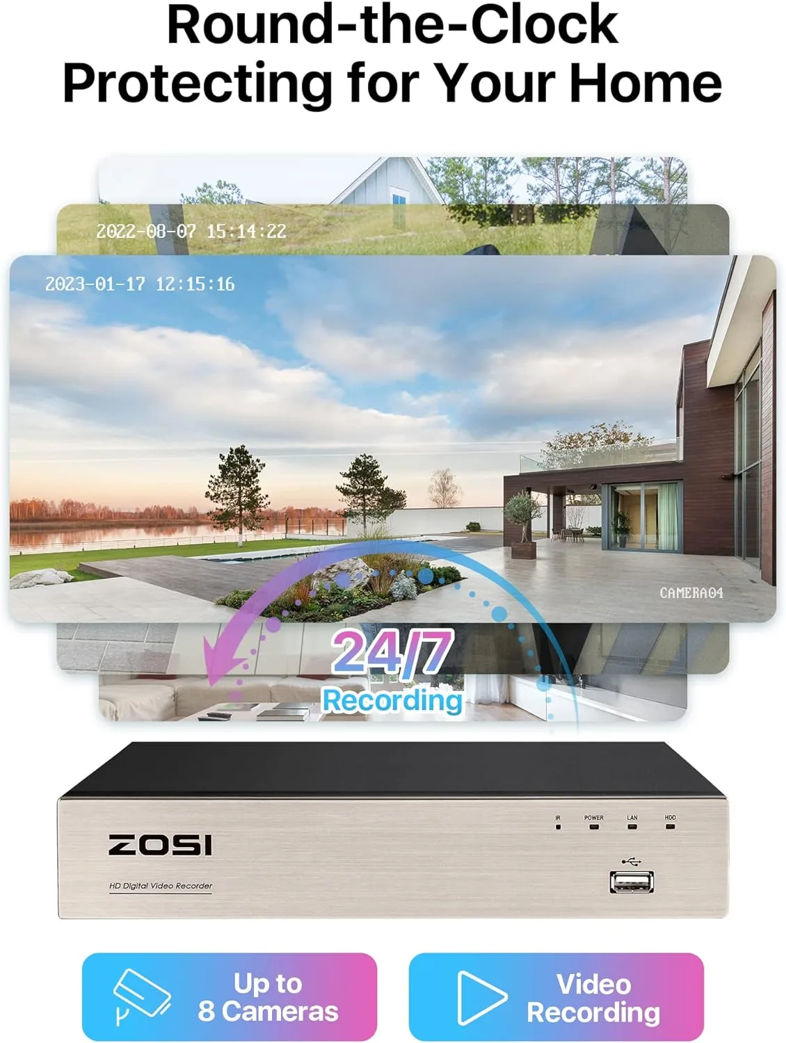ZOSI 3K Lite 8CH Security Camera System Outdoor with 1TB Hard Drive - Image 4