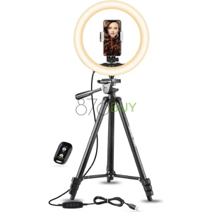 UBeesize 10" Selfie Ring Light with 50" Extendable Tripod Stand & Phone Holder