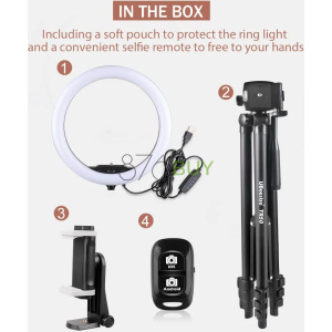UBeesize 10" Selfie Ring Light with 50" Extendable Tripod Stand & Phone Holder