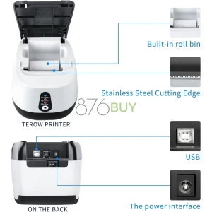 TEROW POS Thermal Receipt Printer with 10 Rolls of Paper