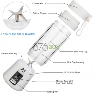 AJ Enterprise Portable Smoothie Blender - White