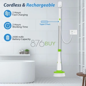 MABOGU Electric Spin Scrubber, Cordless Shower Scrubber with 8 Replaceable Brush Heads