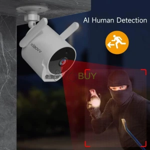 XIAOVV Outdoor Security Camera with Color Night Vision, Two-Way Audio, and Siren Alarm