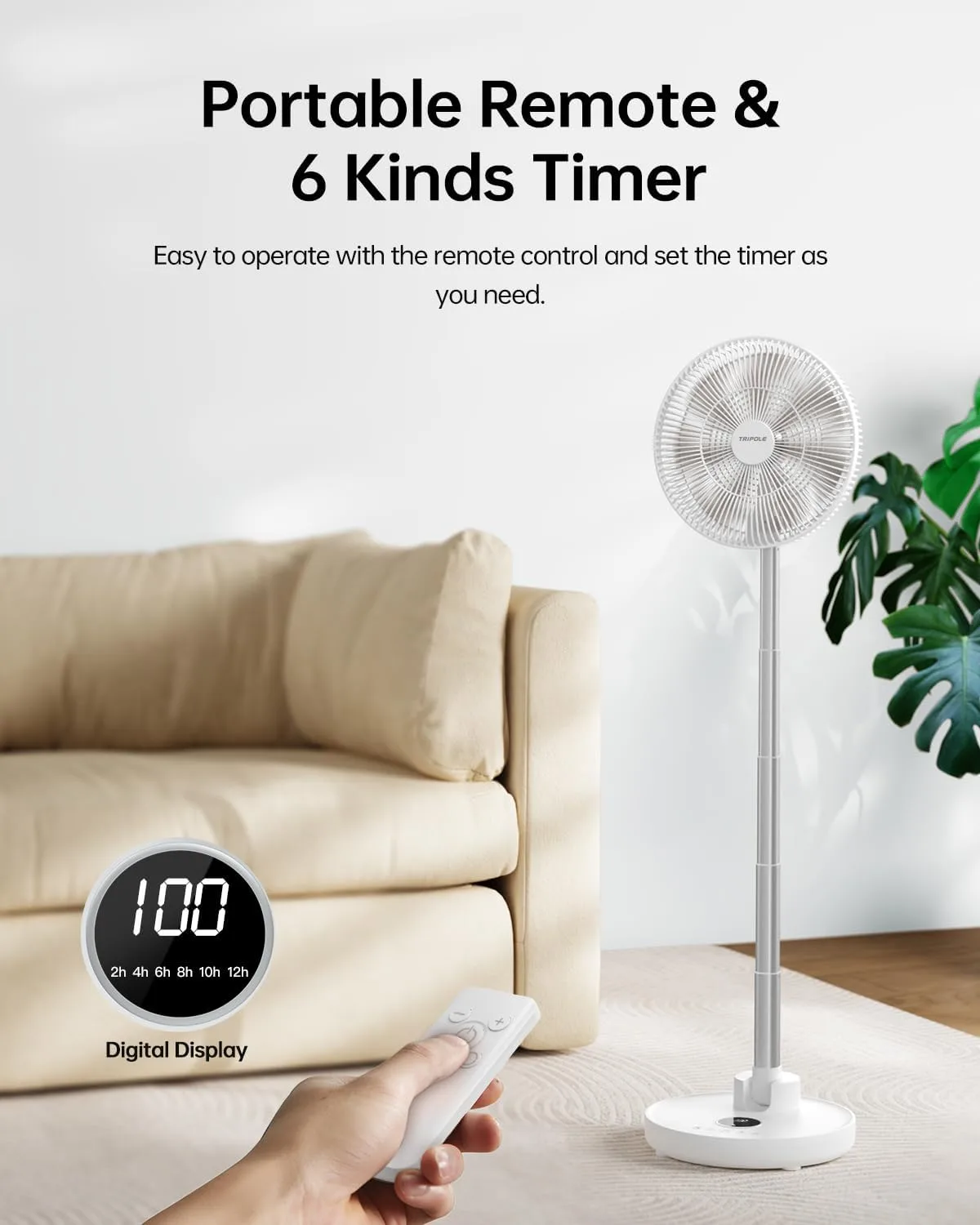 TriPole Standing Oscillating Pedestal Fan - Image 4