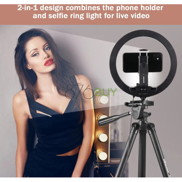 UBeesize 10" Selfie Ring Light with 50" Extendable Tripod Stand & Phone Holder - Image 3