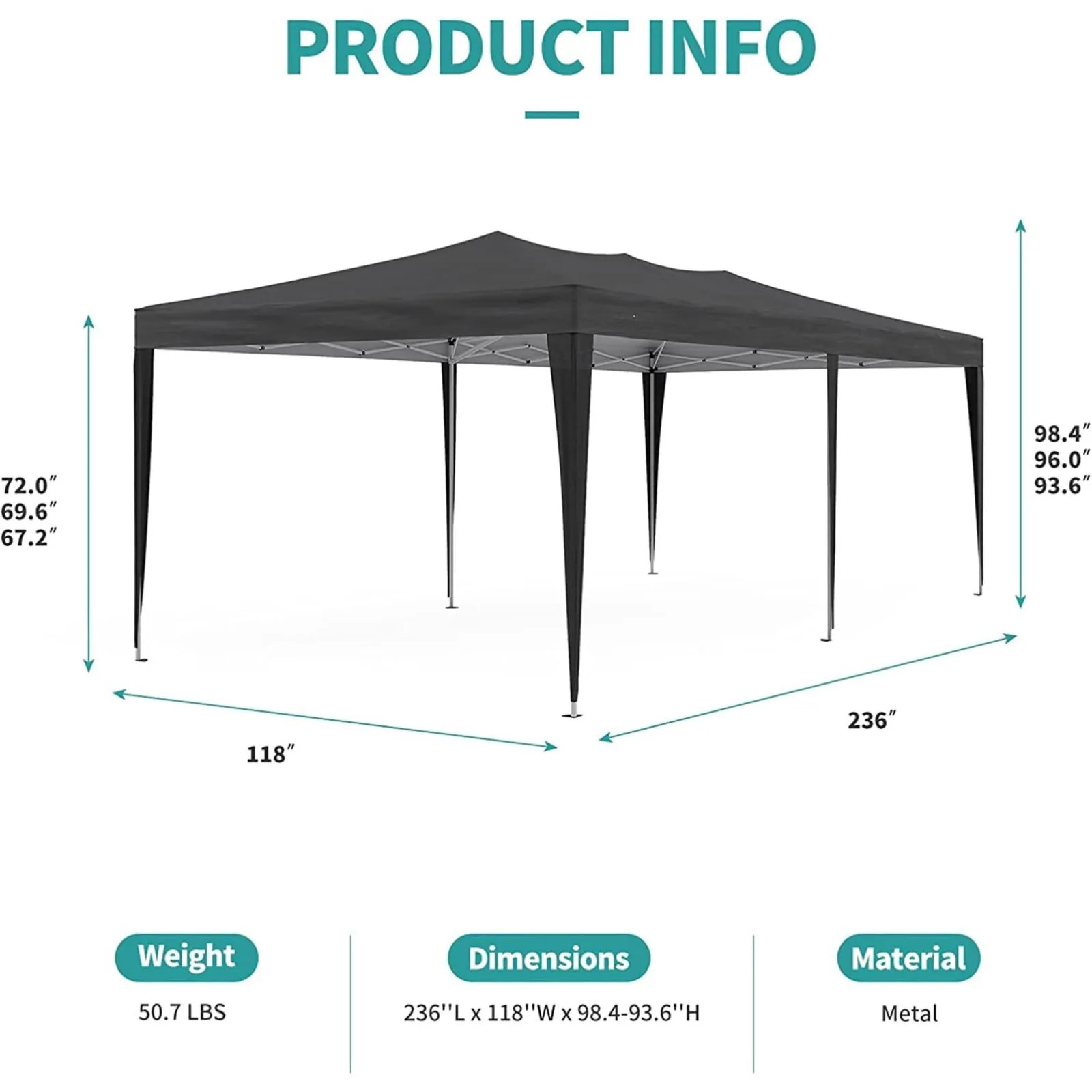 TABU 10' x 20' Pop-up Durable Instant Canopy Tent - Image 4