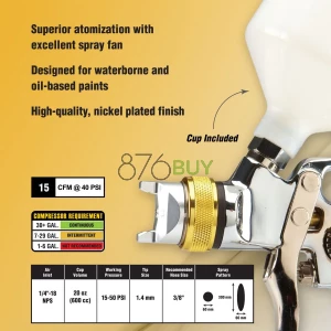 CENTRAL PNEUMATIC 20 oz. HVLP Gravity Feed Air Spray Gun