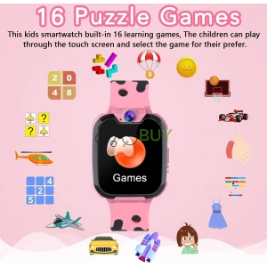 GOOWJUER HD Touch ScreenKids Smart Watch for Girls (Pink)