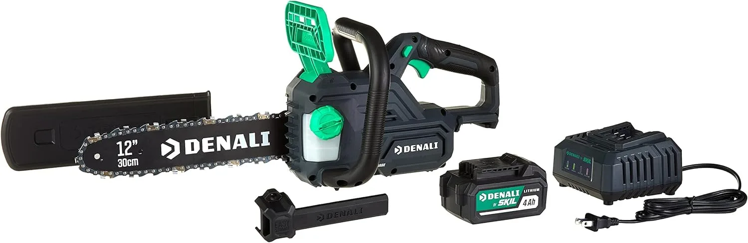 Amazon Brand - Denali by SKIL 20V Brushless 12-Inch Chain Saw Kit, Includes 4.0Ah Battery & Charger