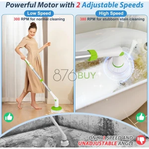 MABOGU Electric Spin Scrubber, Cordless Shower Scrubber with 8 Replaceable Brush Heads