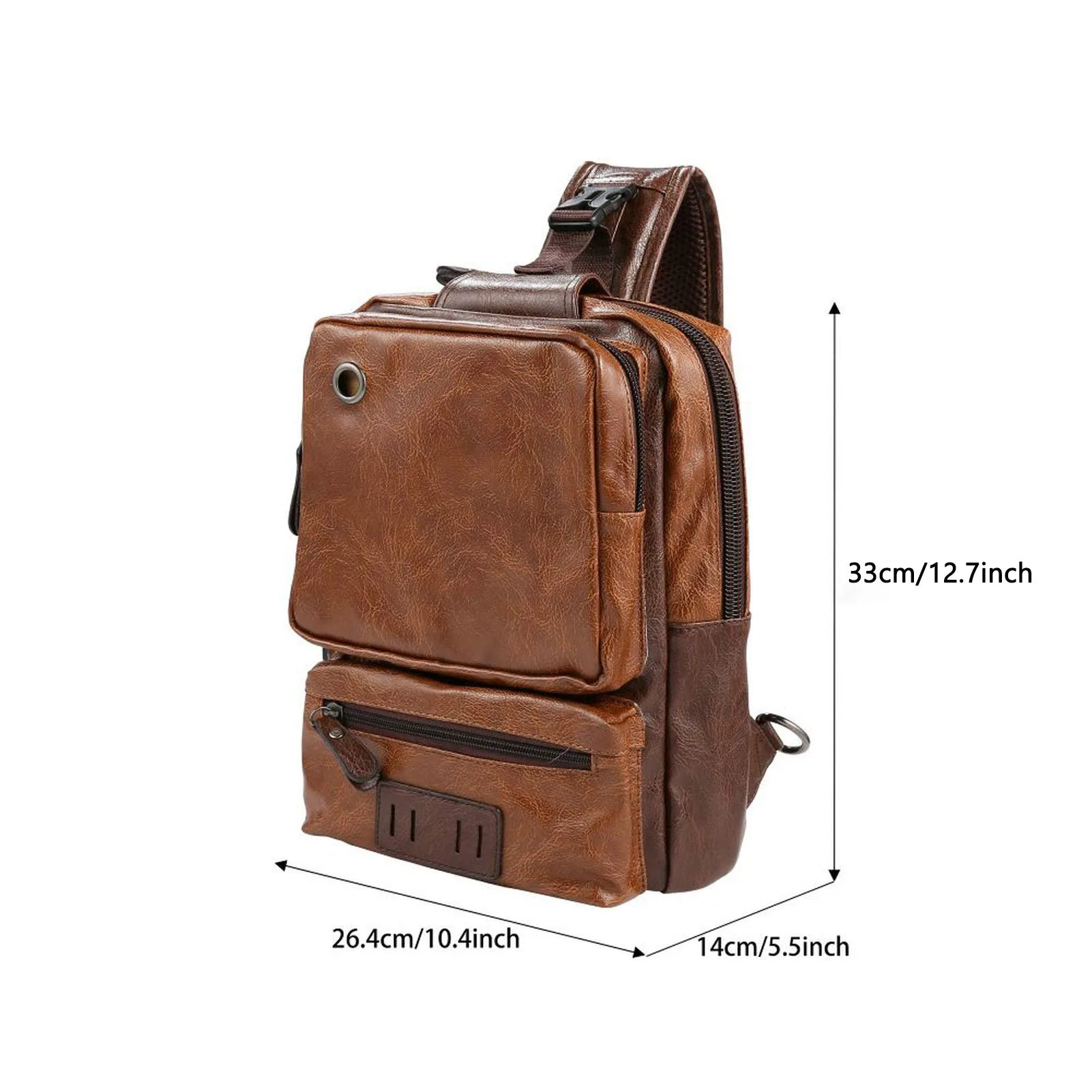 Men's Vintage Brown Leather Sling Bag with USB Charging Port - Image 2