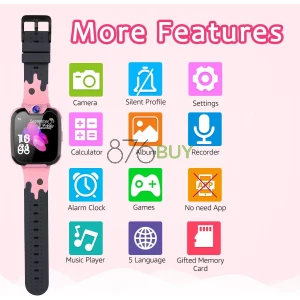 GOOWJUER HD Touch ScreenKids Smart Watch for Girls (Pink)