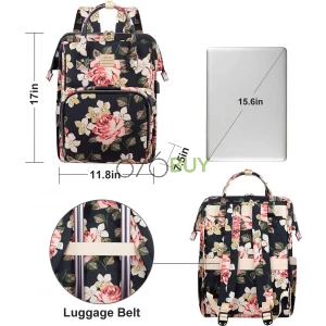 Floral Laptop Backpack with USB Charging