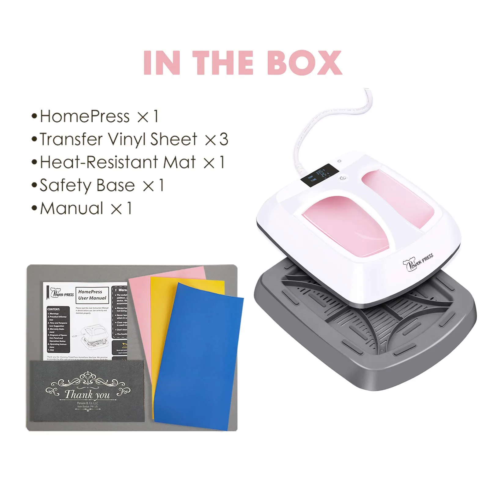 PowerPress HPM-0000-PK Heat Press Machine Portable-Pink, 12