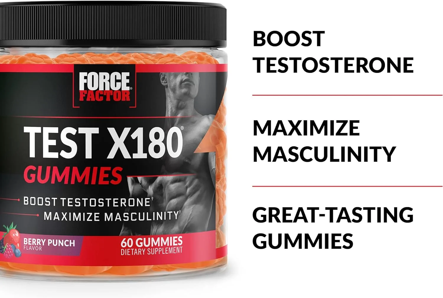 Force Factor Test X180 Gummies Testosterone Booster for Men - Image 2