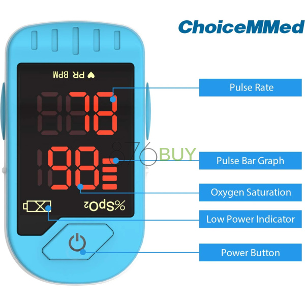 CHOICEMMED Light Blue Finger Pulse Oximeter - Image 5