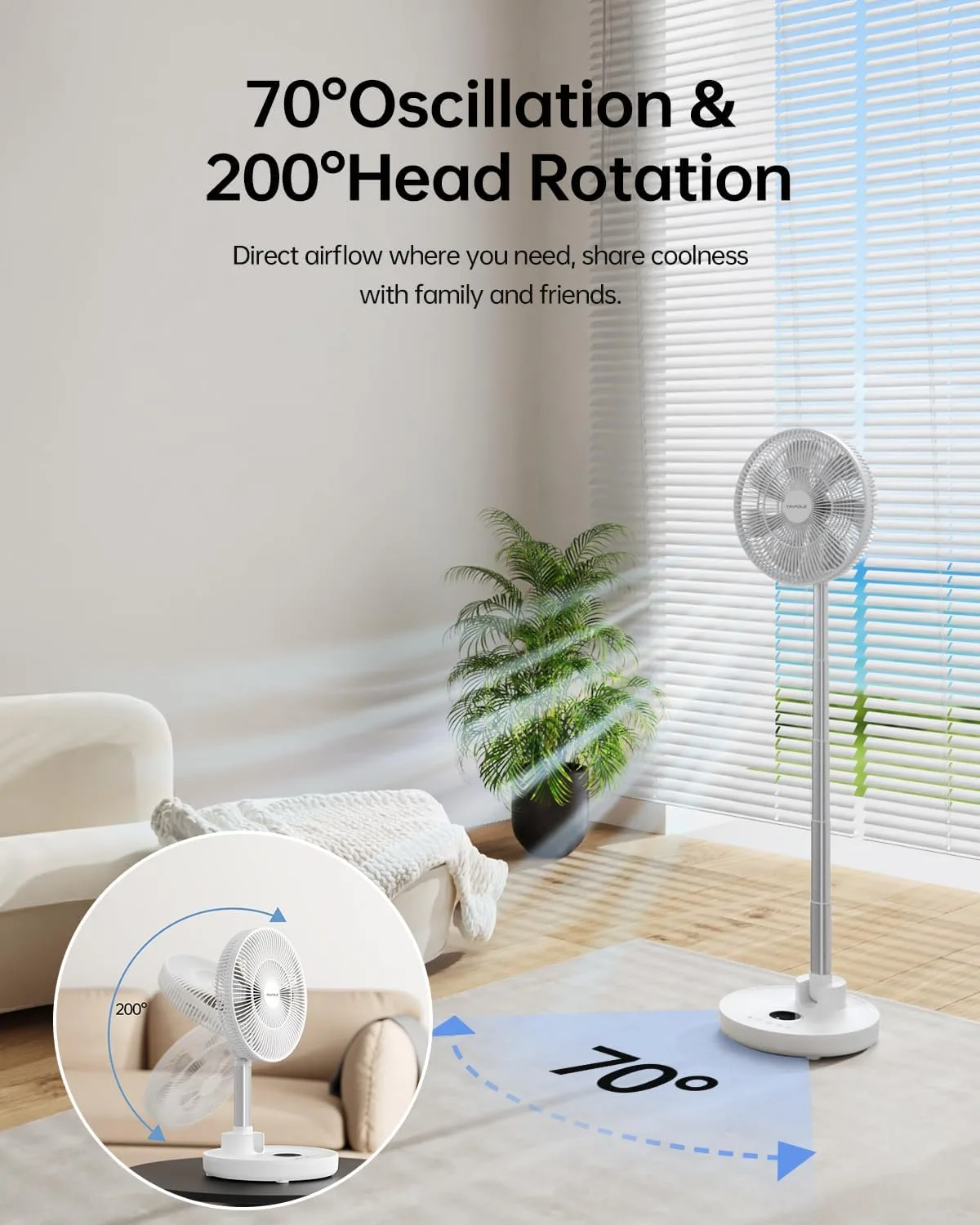 TriPole Standing Oscillating Pedestal Fan - Image 3