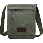 Berchirly Small Green Vintage Canvas Leather Messenger Cross-body Bag
