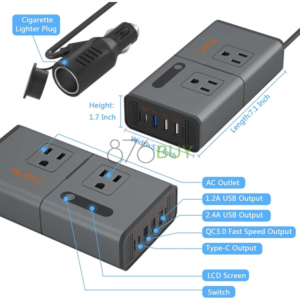 BMK 200W Car Power Inverter - Image 2